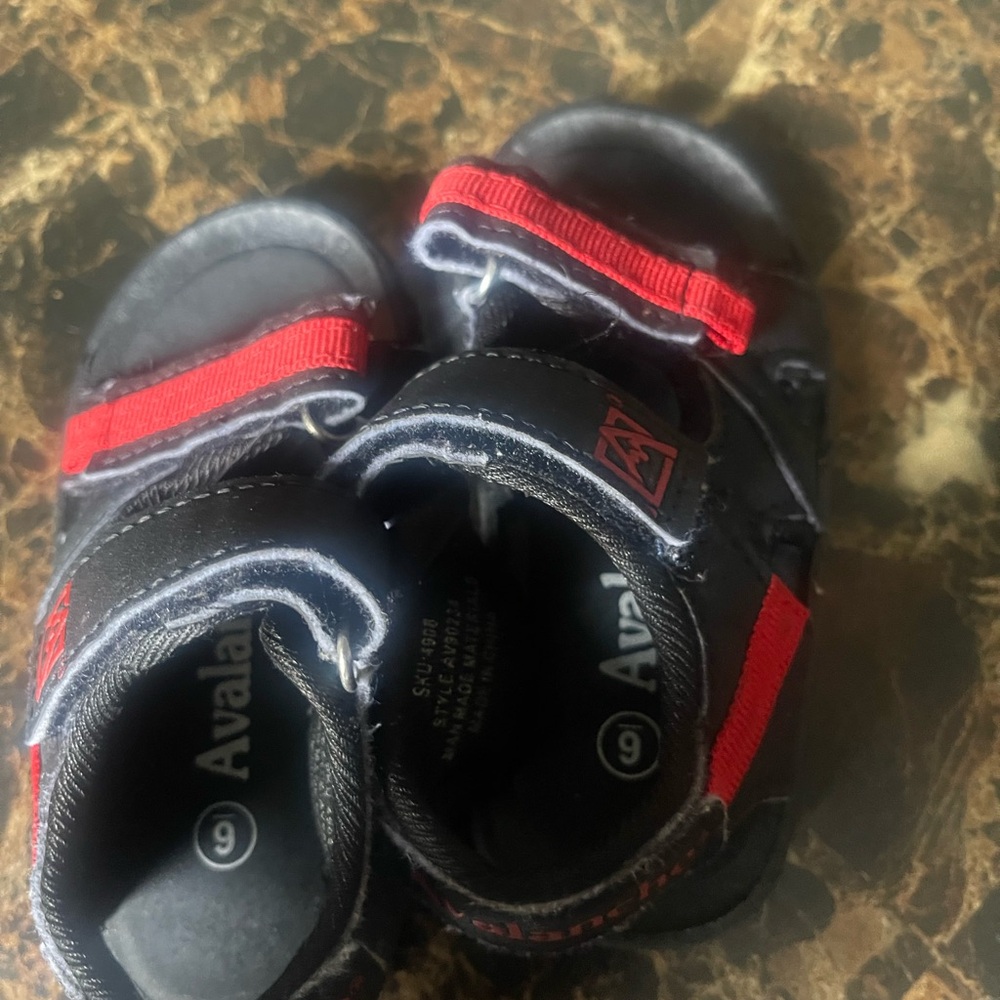 Avalanche Kids Black and Red Adventure Sandals